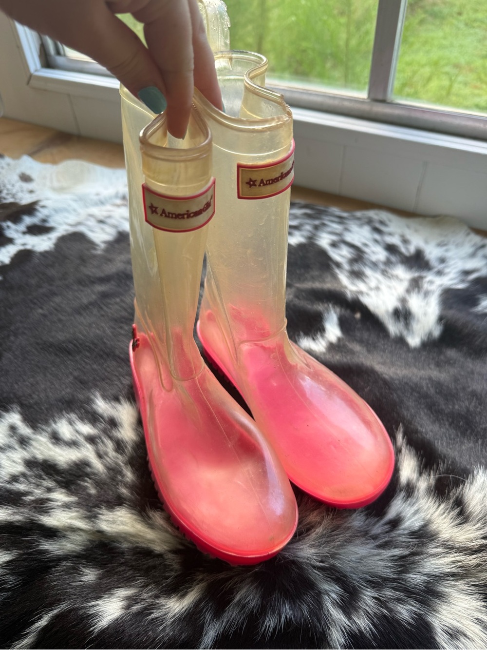American Girl Translucent & Pink Kids Rain Boots
